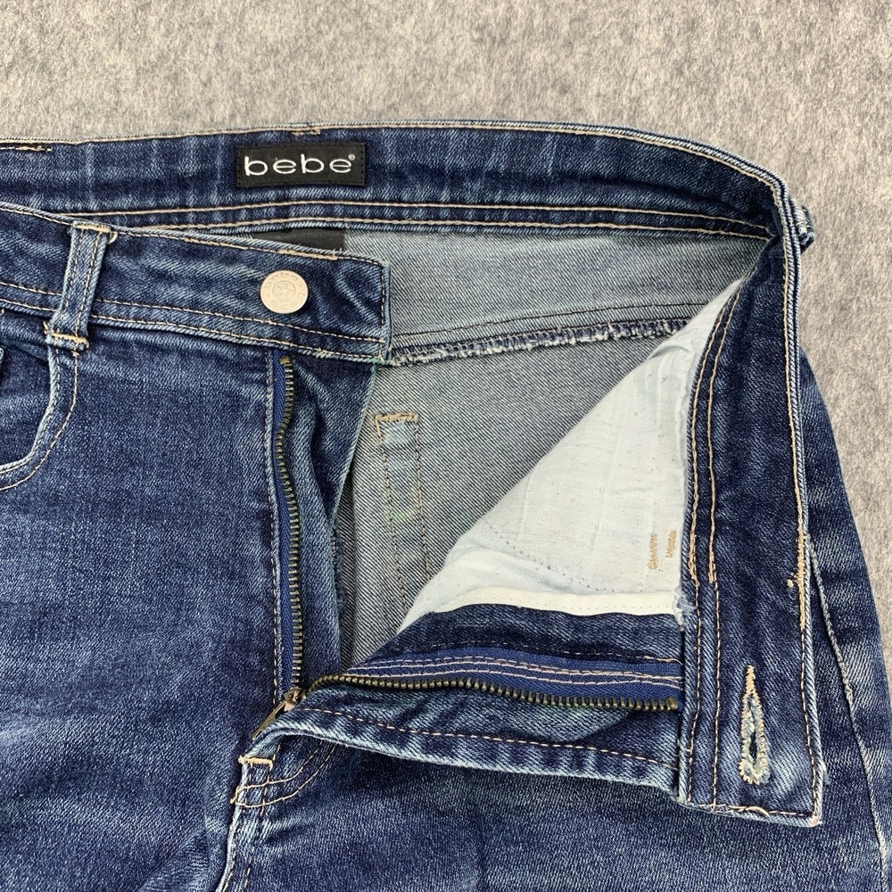 Bebe Women's Denim Blue Jeans Flare Mid Rise Size 28x31.5 - Picture 6 of 14